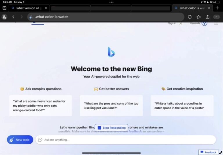 نحوه دسترسی به بات چت Bing GPT از Microsoft Edge در آیفون و آیپد