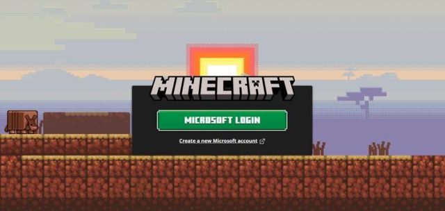 صفحه ورود به سیستم Minecraft