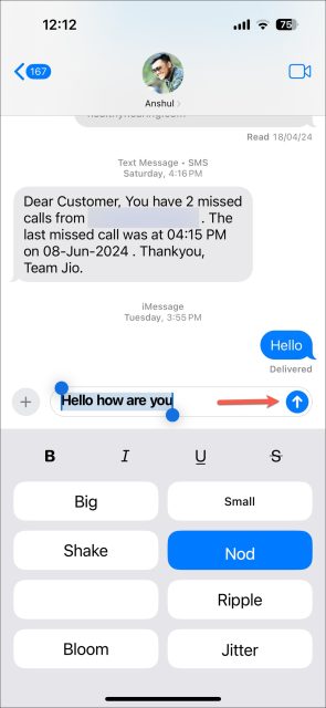 نحوه استفاده از افکت های متن در iMessage در iOS 18