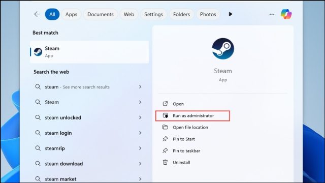 باز کردن Steam با دسترسی ادمین
