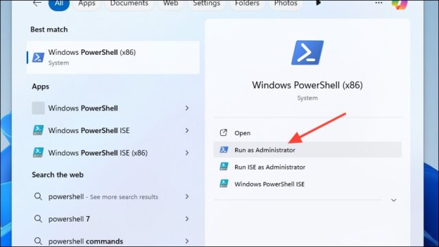 باز کردن Powershell