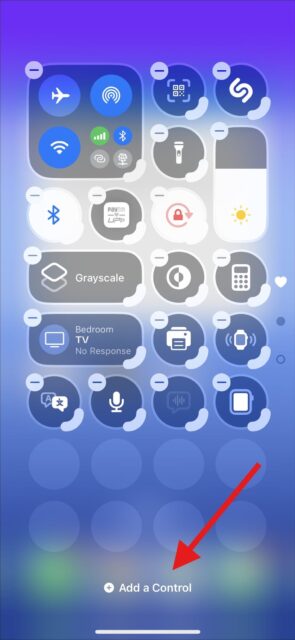 افزودن میانبر به Control Center