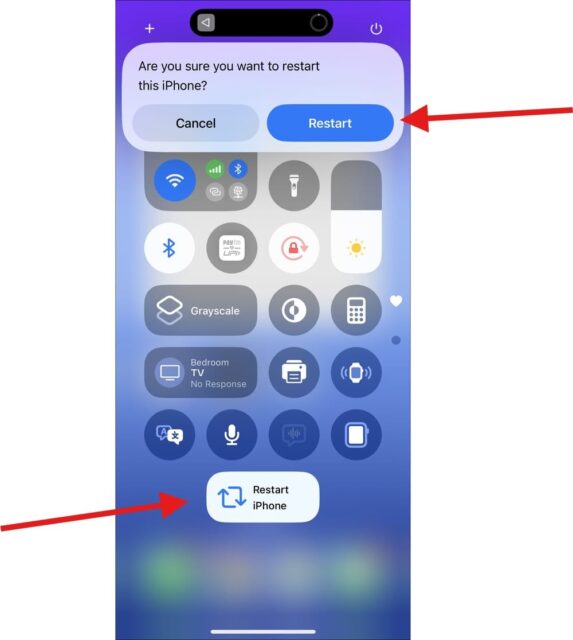 نحوه افزودن میانبر Restart iPhone به Control Center در iOS 18