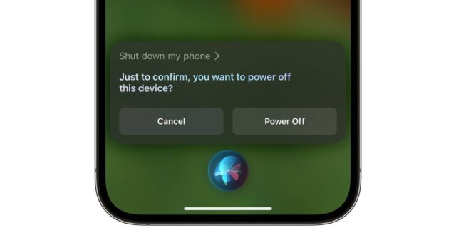 اعلان خاموش شدن سیری iOS 16.2 در آیفون که گزینه های Cancel و Power Off را ارائه می دهد