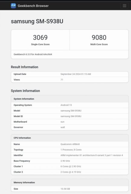 یک واحد گلکسی S25 اولترا در بنچمارک Geekbench مورد بررسی قرار گرفت و اولین امتیاز CPU را به ما داد و اطلاعات بیشتری در مورد چیپست به ما داد.