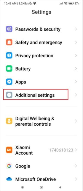 برنامه تنظیمات را باز کنید و به دنبال گزینه «Phone reset» باشید. ممکن است در 'Additional settings' یا چیزی مشابه وجود داشته باشد.