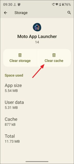 در نهایت بر روی «Clear cache» ضربه بزنید.