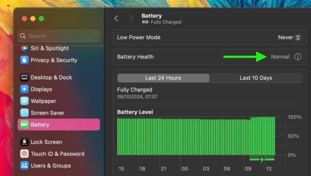 بخش Battery Health