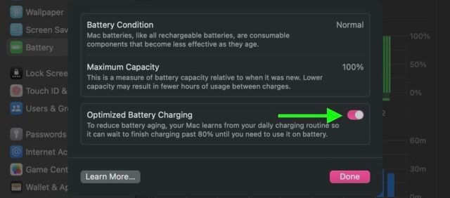 غیرفعالسازی Optimized Battery Charging