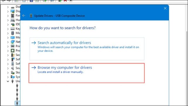 انتخاب Browse my computer for drivers