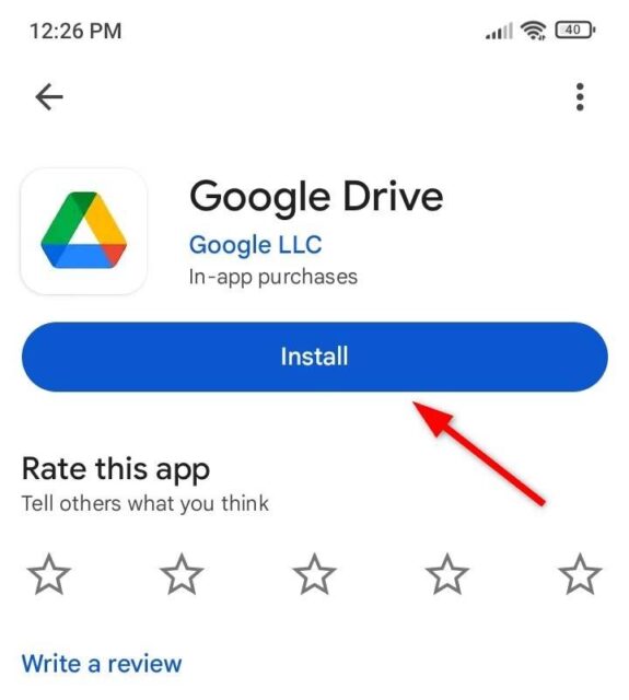 نصب Google Drive