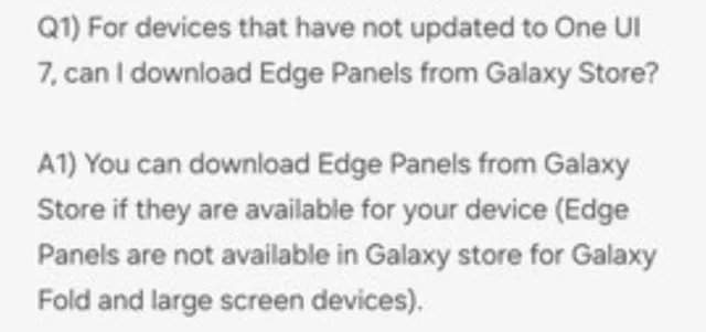 اگر می‌پرسید چه اتفاقی برای Edge Panels Galaxy Store برای دستگاه‌هایی که One UI 6.1.1 یا نسخه‌های قبلی دارند، می‌افتد، این چیزی است که سامسونگ باید بگوید.