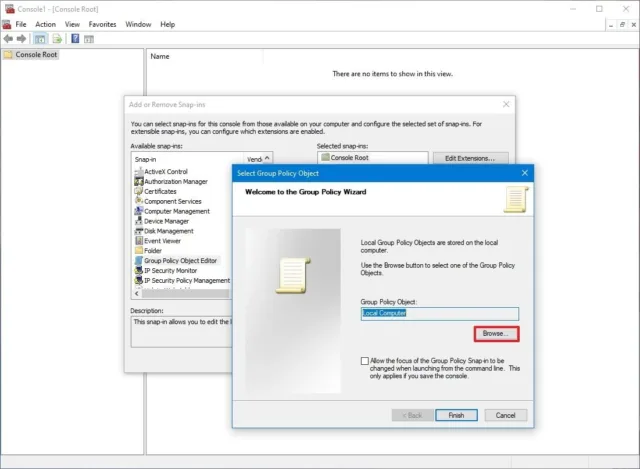 Group Policy Object را انتخاب کنید