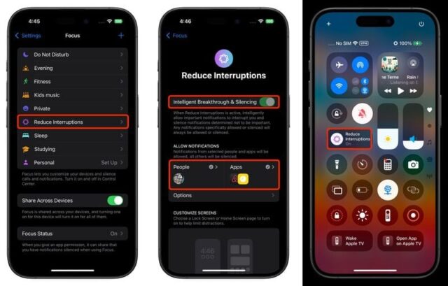 نحوه استفاده از فوکوس جدید Reduce Interruptions در iOS 18.1